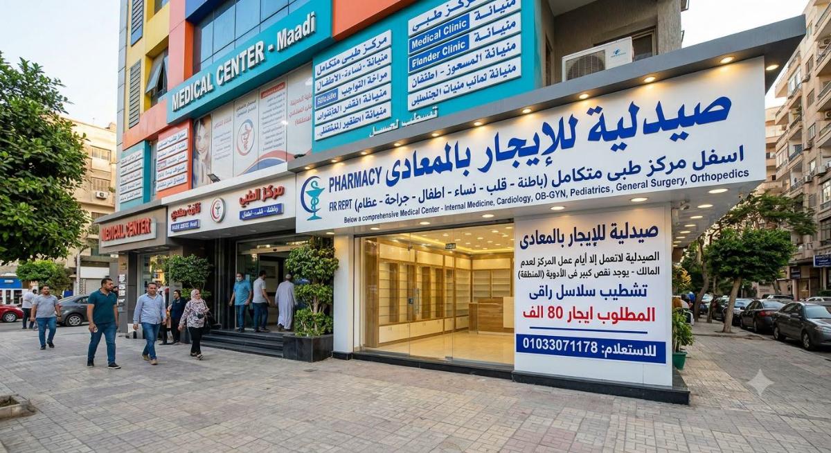 صيدلية للايجار بالمعادى 156