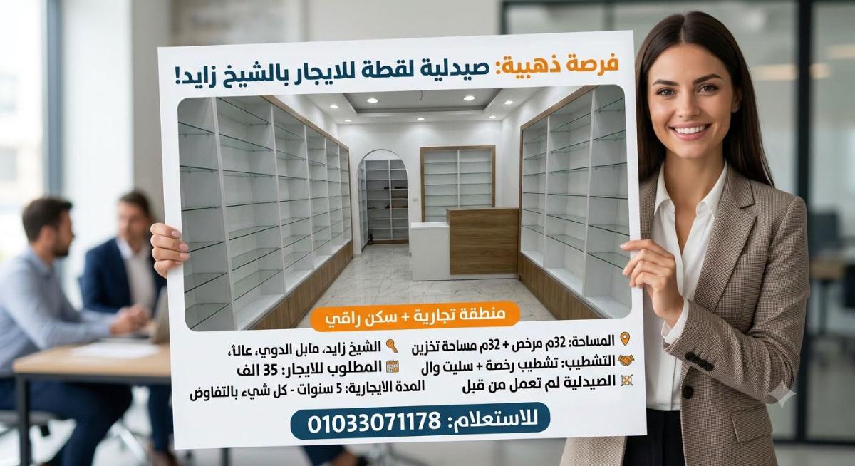 صيدلية للايجار الشيخ زايد رقم #173