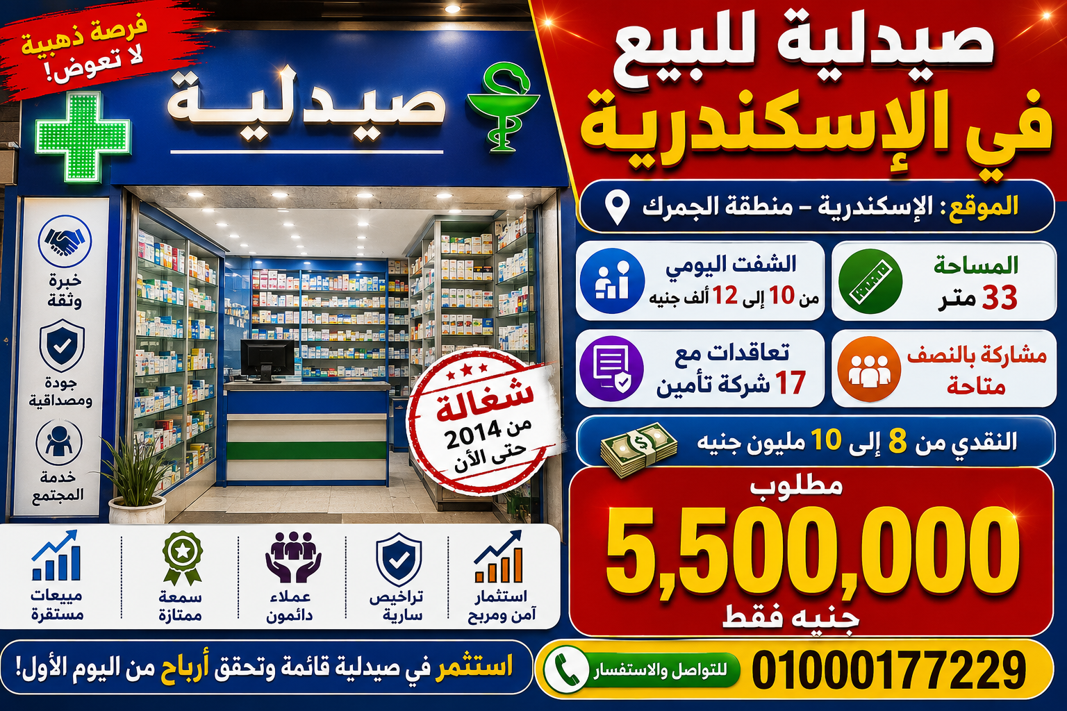 صيدليه بيع اسكندريه رقم #233
