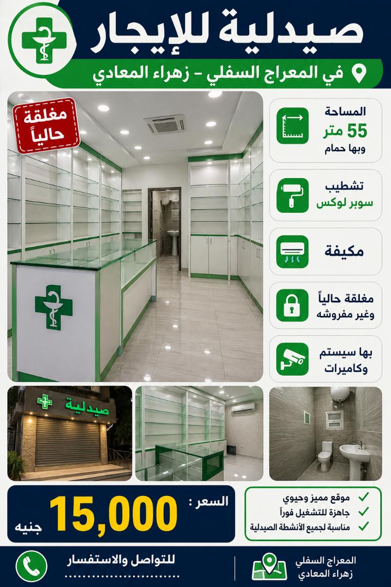 صيدليةللايجار المعراج السفلى رقم #257